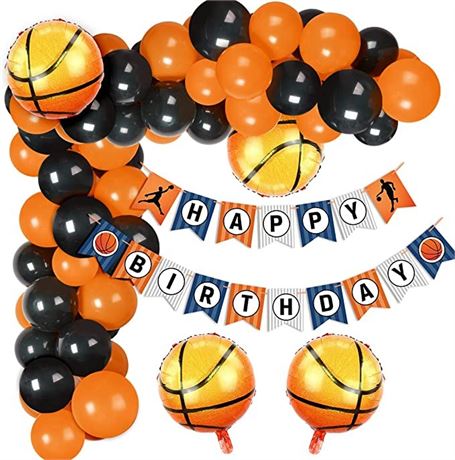 Basketball Birthday Party Decorations Balloon Arch Set Basketball Foil Balloons,