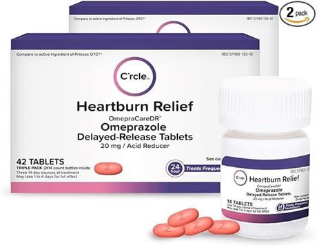 OmepraCare DR Tablets Omeprazole 20mg Acid Reducer for Heartburn