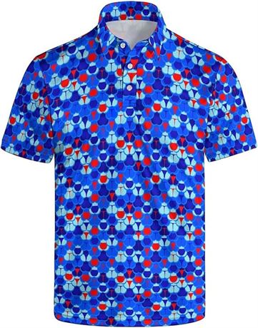 XLARGE -Men's Funny Golf shirts Hawaiian Polo Shirts 80S Flashes Polo Shirts Fun