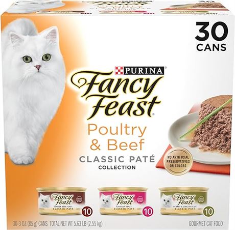 (30 PACK) 3 Oz. CansPurina Fancy Feast Classic Pate Poultry & Beef C...
