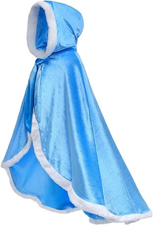 SIZE: 3-4 T Fur Princess Hooded Cape Cloaks Costume for Girls Dress Up