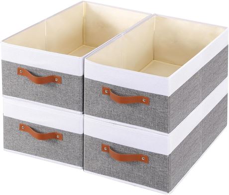 YheenLf Clothing Storage Bins, Closet Bin with Handles LARGE - 4 PACK