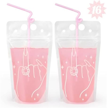 xo, Fetti Bachelorette Party Decorations Ring Finger Drink Pouches - 16 ct