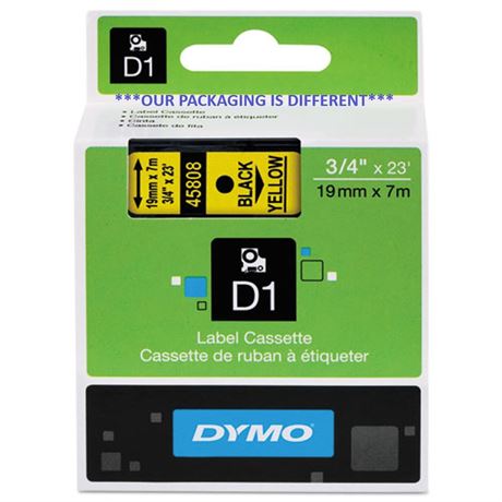 **SEE NOTE** Dymo 45808 3/4 In. Black on Yellow Plastic D1 Tape