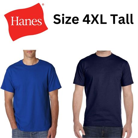 Lot of 2, Size 4XL T, Hanes Men's Big-tall Beefy-T Tall T-Shirt-B