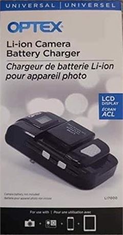Optex Li-ion Camera Battery Charger with LCD Screen and USB Port