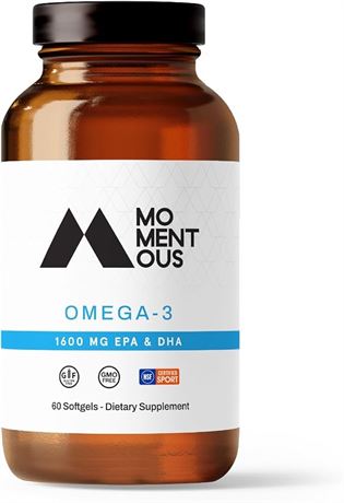 Momentous Omega 3 Fish Oil 1600mg - Daily Fish Oil Omega 3 Supplement for Women