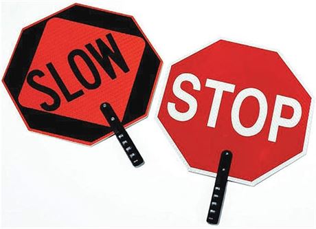 Cortina ABS Plastic Pole Mounted Paddle Sign, STOP/SLOW, 03-851