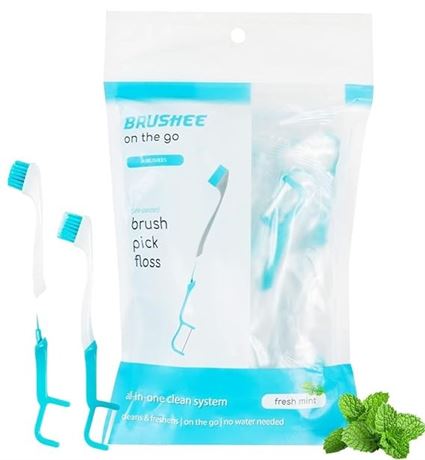 120 Pack-Brushee 3-in-1 Disposable Mini Toothbrush and Travel Toothbrush