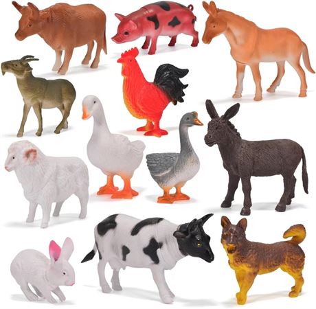 60 PCS Pack Large Farm Animals Toys for Kids 3-5 Year Old Toddlers Realistic