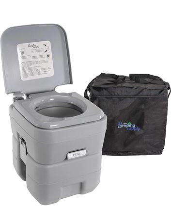 U.S. Camping Supply Portable Toilet with Carry Bag, 5.3 Gallon Waste Tank - Comp