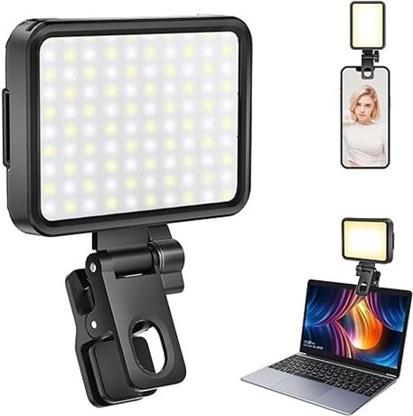 Selfie Light, Phone Light with Front & Back Clip, 84 LED Portable Ring Light wit