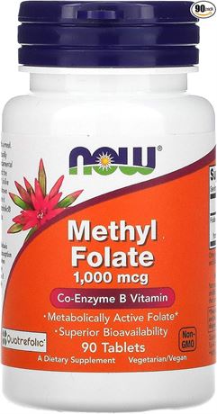90 Tablets - Now Foods, Methyl Folate, 1,000 mcg