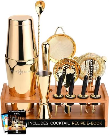 Cocktail Shaker Set 18 Piece, Mixology Equipment, All-in-One Cocktail Set, Drink