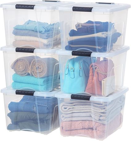 IRIS USA 37.9L (40 US QT) Stackable Plastic Storage Bins with Lids and Latching