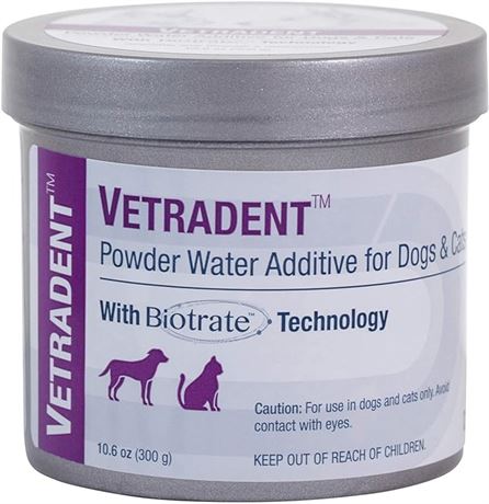 10.6 oz (300g) - Vetradent Powder Water Additive for Dogs and Cats, EXP 11/2024