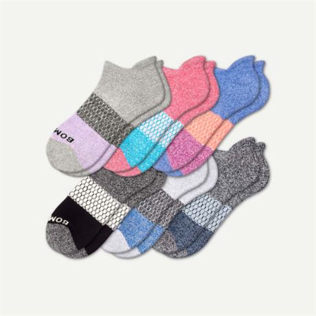 Small Women's Tri-Block Marl Ankle Sock 6-Pack