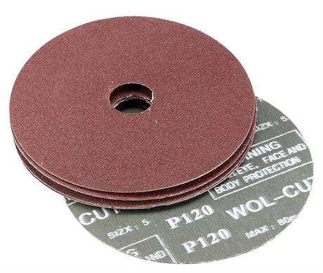 uxcell 5-Inch x 7/8-Inch Aluminum Oxide Resin Fiber Discs, Center Hole 120 Grit