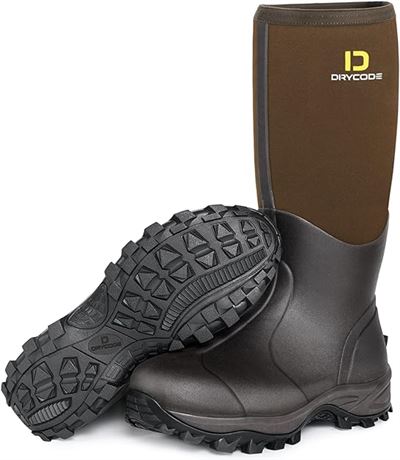 US 8 - DRYCODE Work Boots for Men with Steel Shank, Waterproof Rubber Boots, War