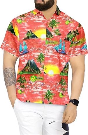 XL, LA LEELA Men's Hawaiian Shirts Short Sleeve Button Down Shirt Mens Party Shi