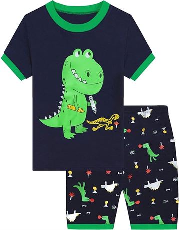 SIZE: 7T Little Hand Toddler Boys Pajamas Monster Truck 100% Cotton Kids Summer