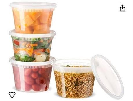 48 Count 16 Oz Combo] Disposable plastic Deli Food Storage Containers With Plast