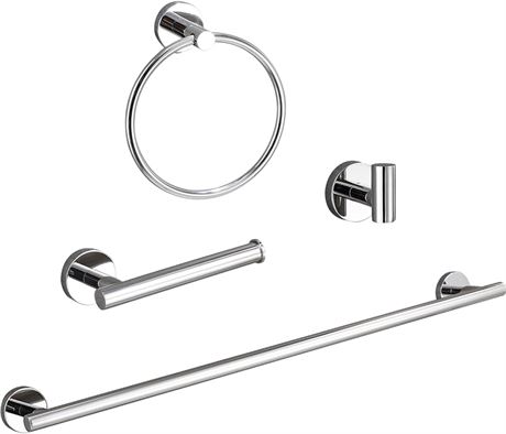 4 Pieces - BATHSIR Chrome Bathroom Accessories, Bathroom Hardware Set Includes 2