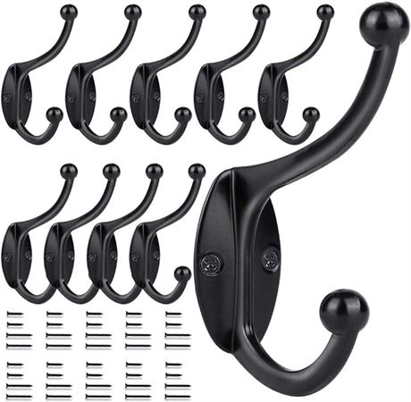 E-Senior 10 Pack Coat Rack Hooks for Entryway Hanging Towels Clothes Robes Doubl