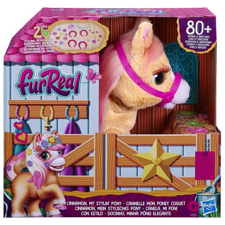FurReal Cinnamon, My Stylin’ Pony Toy, 14-Inch Electronic Pets, 80+ Sounds & Rea