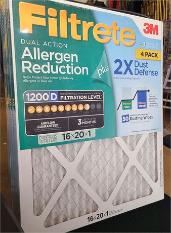 Filtrete 16x20x1 Air Filter, Allergen Reduction Plus Dust, 4-Pack
