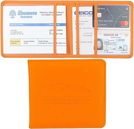 5.5 X 5 Inch - Car Registration and Insurance Card Holder with Magnetic Closure,