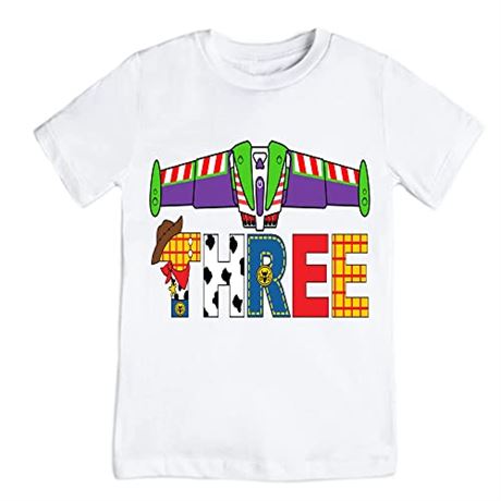 Size: 4T, story toy third birthday shirt buzz lightyear birthday outfit story