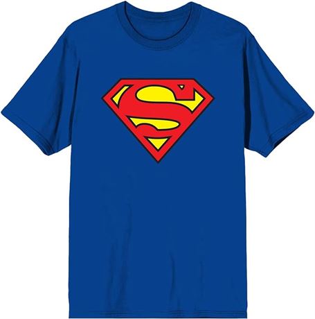LARGE Fruit of the loom Comics Superman Logo Glow Ink Blue T-Shirt