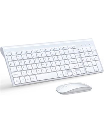 KM9000 Wireless Keyboard and Mouse Ultra Slim Combo, TopMate 2.4G Silent Compact