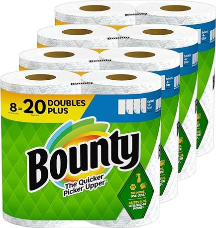 Bounty Select-A-Size Paper Towels, 8 Double Plus Rolls = 20 Regu...