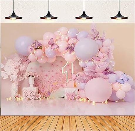 Photography Background Pink Flower Balloon Butter...