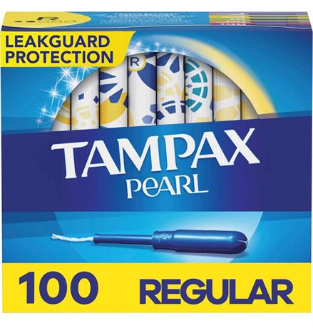 Tampax Pearl Tampons Regular Absorbency, With Leakguard Braid, Unscented, 50 Cou