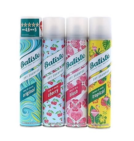Batiste Dry Shampoo Original, Cherry, Blush, Tropical (4 pack)  , 200ML EACH