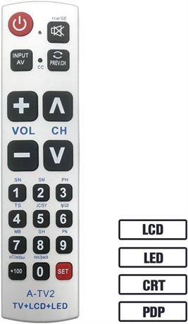 LuckyStar Big Button Universal Remote Control A-TV2, Initial Setting for Lg, Viz