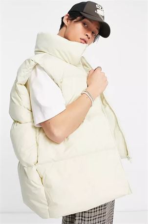 XS - COLLUSION puffer vest in ecru
