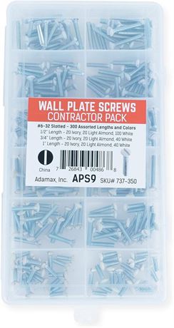 Adamax APS-9 6/32-Inch Slotted Wall Plate Screws