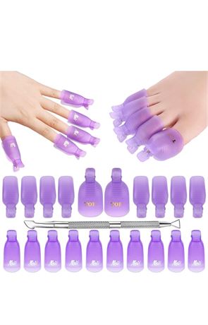 Gel Nail Polish Remover Clips Kit,With Double Ended Metal Cuticle Pusher,20 pcs