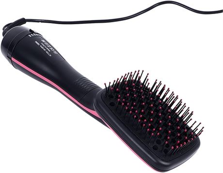 Hair Dryer Straightening Brush, Pink, 110V US Plug, 1000W Styling Tool Hot Hair Straightening Brush, Quick Dry Heating Blow for