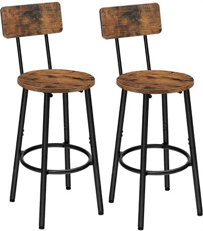 HOOBRO Bar Stools Set of 2, Bar Chairs, Bar Stools with Footrest and Back, for K