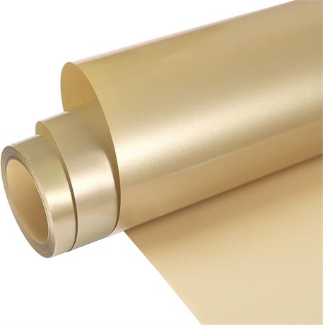 WRAPXPERT Champagne HTV Heat Transfer Vinyl Roll,12''x5ft Champagne Gold Iron on Vinyl, Heat Press Vinyl for T-Shirts,Fabrics,Easy to Weed & Cut
