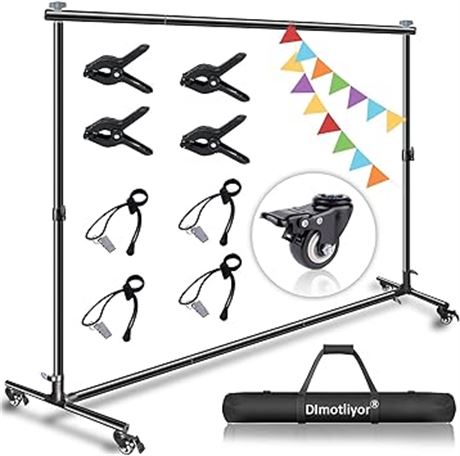 10x7 ft - Backdrop Stand, with Wheels, Adjustable Heavy-Duty Backdrop Stand, Ban