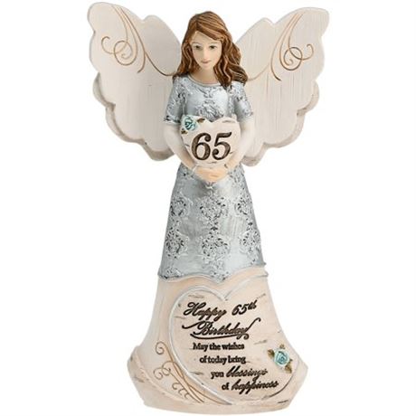 65Th Birthday Angel Holding a Heart Figurine