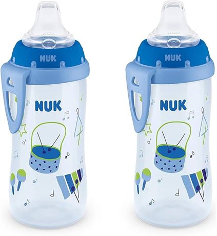 NUK Blue Turtle Silicone Spout Active Cup, 10-Ounce (2 Pack)
