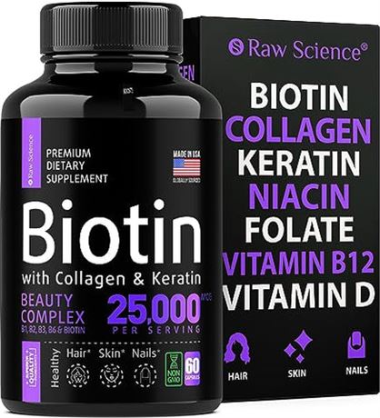 EXP 03/06 Biotin Collagen Keratin Supplement – Hair Skin and Nails Vitamins, Ext