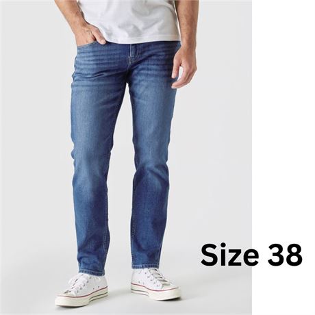 Size 38, Medium Indigo Wash Slim Authentic Stretch Jeans